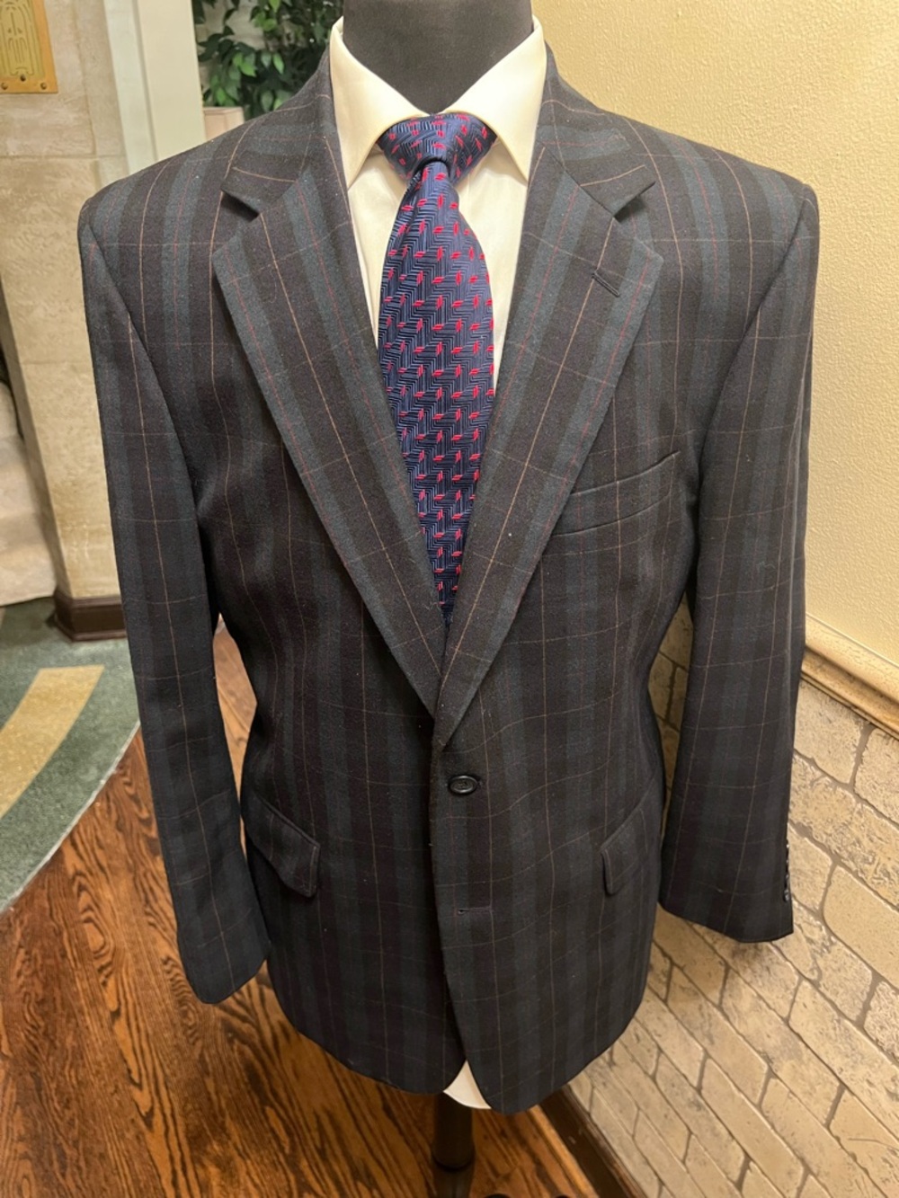 Jos A Bank Tartan Plaid Sport Coat Blazer Jacket Wool Blue’ Men 42R - Picture 11 of 14